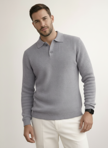 Свитер оверсайз теплый вязаный на пуговицах с воротником фото 3