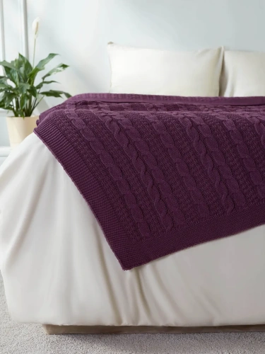 Плед 220x240 на кровать диван покрывало вязаный хлопок 100% фото 3