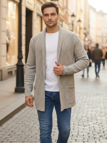 Кардиган длинный вязаный повседневный накидка удлиненный фото 4