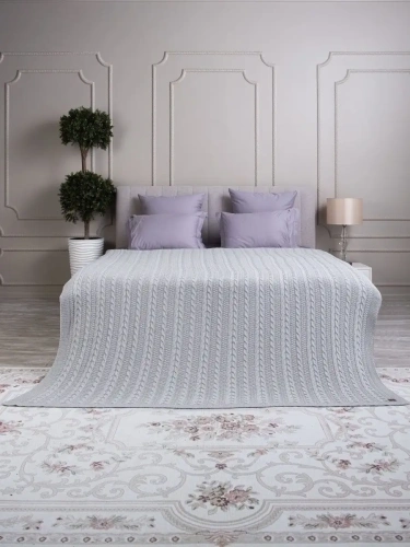 Плед 180x220 на кровать диван покрывало вязаный хлопок 100% фото 3