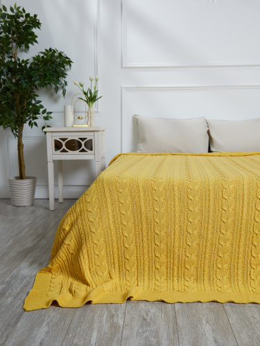 Плед 200х220 на кровать диван покрывало вязаный Хлопок 100 %