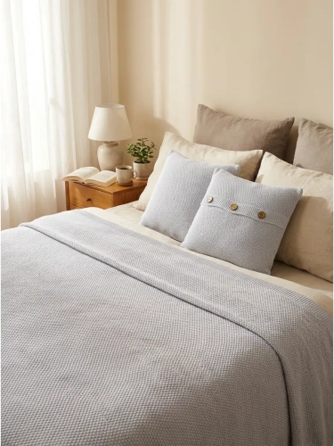 Наволочка декоративная вязаная для подушки 45 x 45 см хлопок фото 6