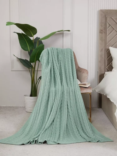 Плед 220x240 на кровать диван покрывало вязаный хлопок 100% фото 3