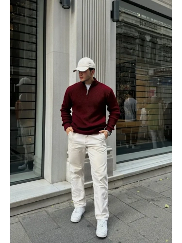 Свитер оверсайз теплый вязаный на молнии с воротником фото 3