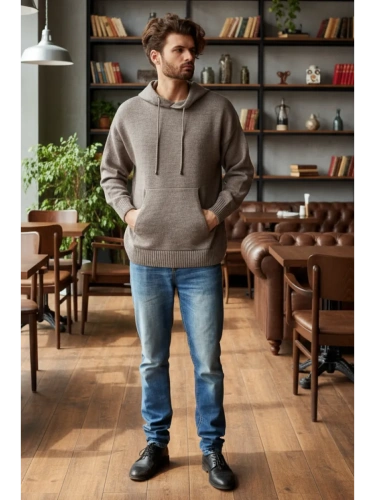 Худи мужское с капюшоном на весну унисекс оверсайз Вязаный