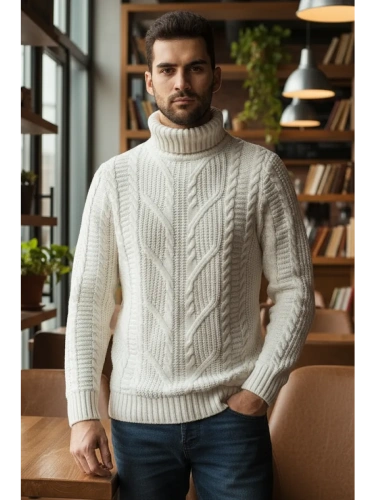 Свитер мужской с горлом теплый шерстяной