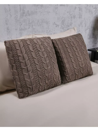 Наволочка декоративная вязаная для подушки 45 x 45 см хлопок фото 2