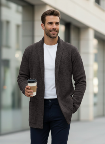 Кардиган длинный вязаный повседневный накидка удлиненный фото 3