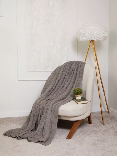 Плед 200х220 на кровать диван покрывало вязаный Хлопок 100 % фото 3