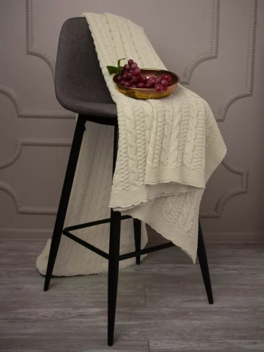 Плед 200x220 на кровать диван покрывало вязаный хлопок 100% фото 3