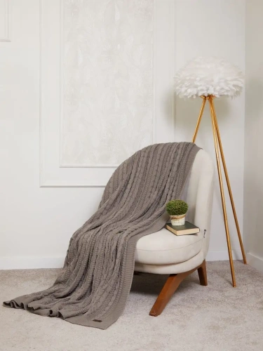 Плед 200x220 на кровать диван покрывало вязаный хлопок 100% фото 2