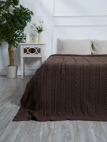 Плед 180х220 на кровать диван покрывало вязаный Хлопок 100 % фото 2