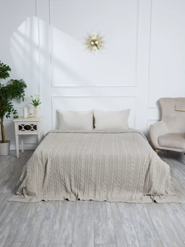 Плед 180х220 на кровать диван покрывало вязаный Хлопок 100 % фото 4