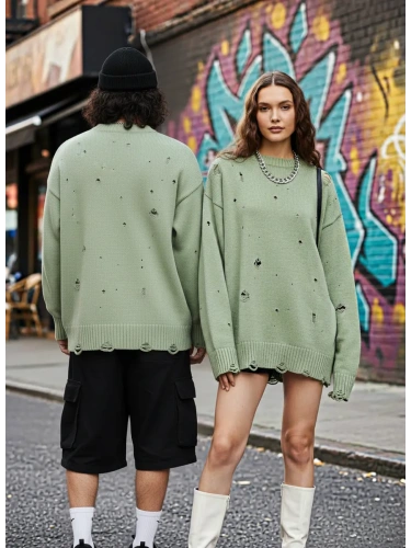 Свитер оверсайз рваный женский и мужской теплый унисекс фото 4