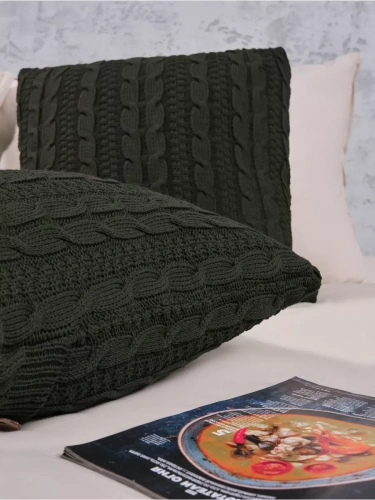 Наволочка декоративная вязаная для подушки 45 x 45 см хлопок фото 2