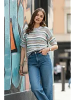 Кофта нарядная оверсайз укороченный ажурная кружевная сетка