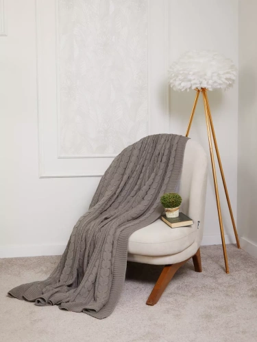 Плед 180х220 на кровать диван покрывало вязаный Хлопок 100 % фото 4