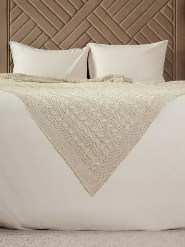 Плед 220x240 на кровать диван покрывало вязаный хлопок 100% фото 2