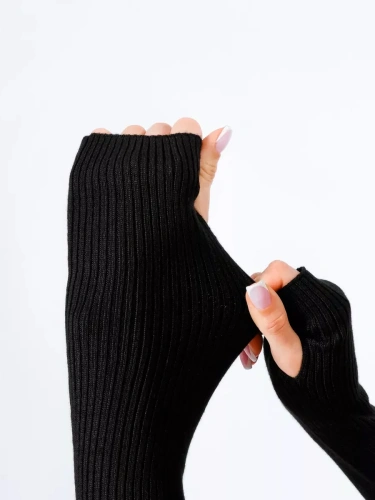 Митенки длинные темно-серый перчатки без пальцев гетры фото 8