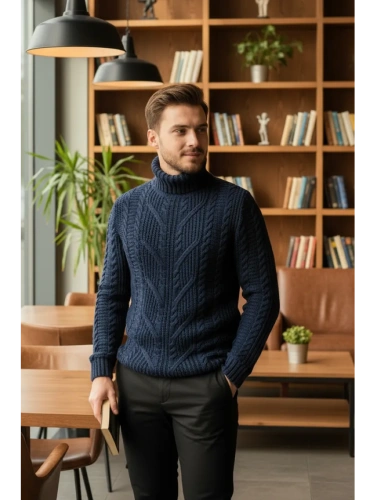 Свитер мужской с горлом теплый шерстяной фото 2