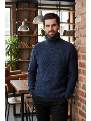 Свитер мужской с горлом теплый шерстяной