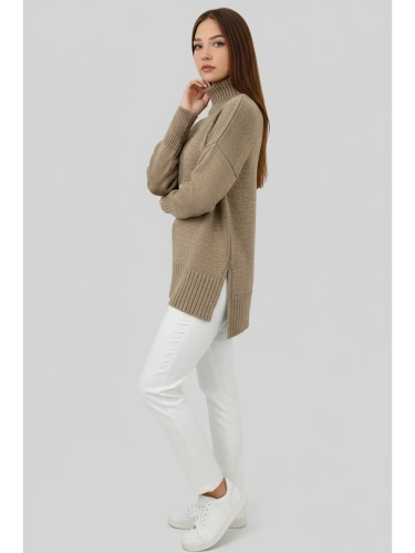 Свитер оверсайз с горлом теплый шерстяной Джемпер фото 2