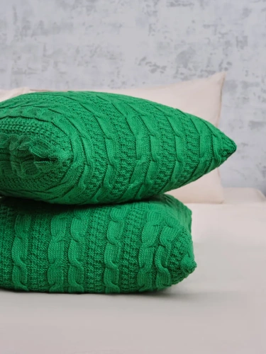 Наволочка декоративная вязаная для подушки 45 x 45 см хлопок фото 3