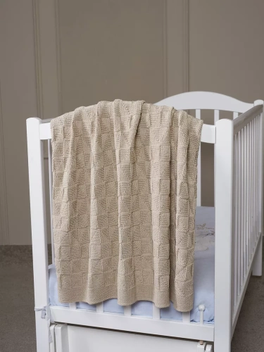 Плед вязаный для малыша 110x90 см хлопок для новорожденных фото 3