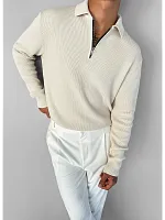 Свитер оверсайз теплый вязаный на молнии с воротником