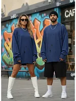 Свитер оверсайз джемпер рваный кофта вязаная теплая свитшот