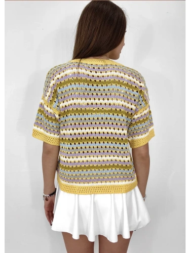 Кофта нарядная оверсайз укороченный ажурная кружевная сетка фото 2