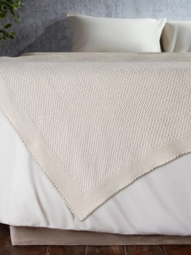 Плед 180х220 на кровать диван покрывало вязаный Хлопок 100 %