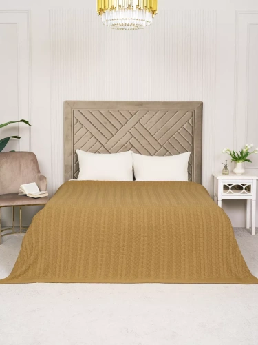 Плед 220x240 на кровать диван покрывало вязаный хлопок 100% фото 5