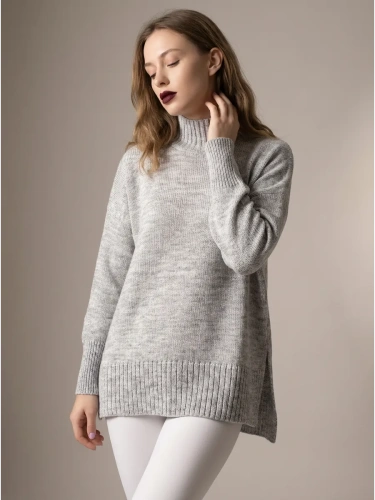 Свитер оверсайз с горлом теплый шерстяной Джемпер фото 5