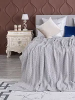 Плед 200x220 на кровать диван покрывало вязаный хлопок 100%