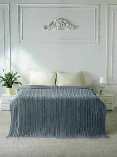 Плед 180x220 на кровать диван покрывало вязаный хлопок 100% фото 6