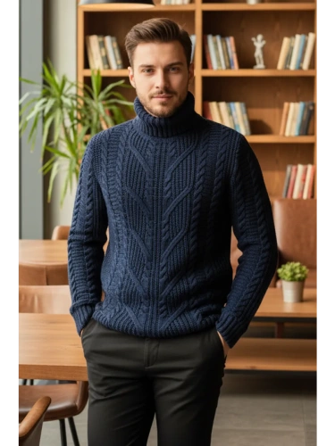 Свитер мужской с горлом теплый шерстяной