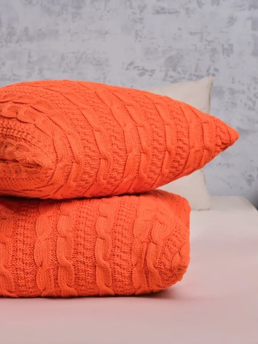 Наволочка декоративная вязаная для подушки 45 x 45 см хлопок фото 4