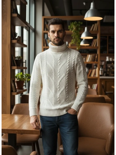 Свитер мужской с горлом теплый шерстяной фото 4