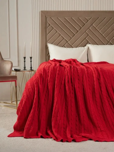 Плед 220x240 на кровать диван покрывало вязаный хлопок 100% фото 4