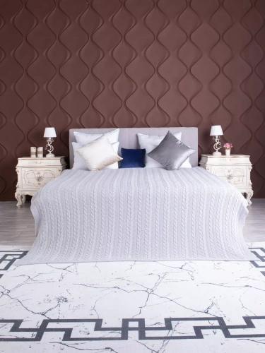 Плед 200x220 на кровать диван покрывало вязаный хлопок 100% фото 3