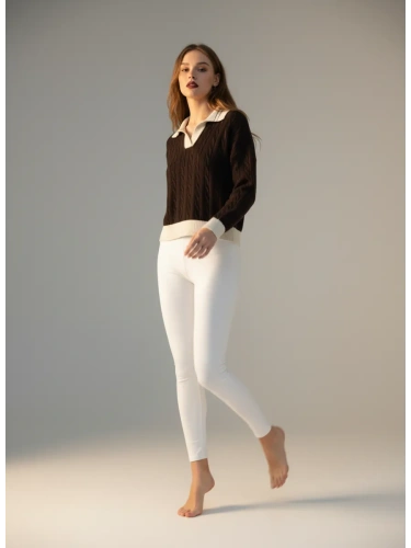 Свитер вязаный с отложным воротником фото 6