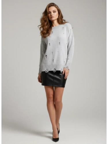 Свитер женский оверсайз рваный укороченный кофта фото 4