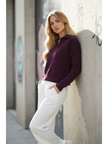 Укороченный свитер поло вязаный фото 2