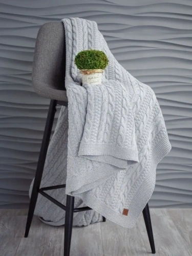 Плед 220x240 на кровать диван покрывало вязаный хлопок 100% фото 4