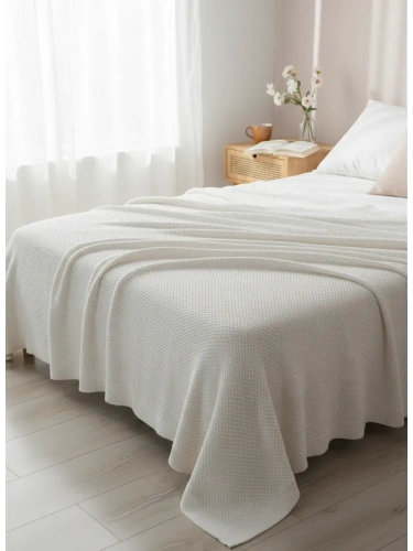 Плед 160х220 на кровать диван покрывало вязаный Хлопок 100 %