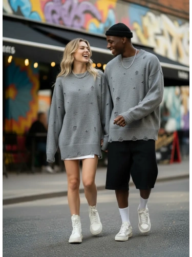 Свитер оверсайз рваный женский и мужской теплая унисекс фото 2