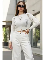 Свитер укороченный c рваным эффектом оверсайз кофта