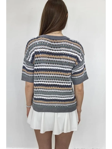 Кофта нарядная оверсайз укороченный ажурная кружевная сетка фото 2