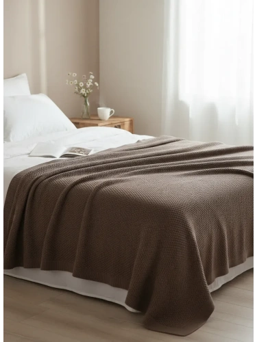 Плед 180х220 на кровать диван покрывало вязаный Хлопок 100 %